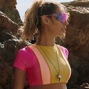 OneOne NWT Alessia Surf Top in Multicolor Swim Bikini Beach size Large